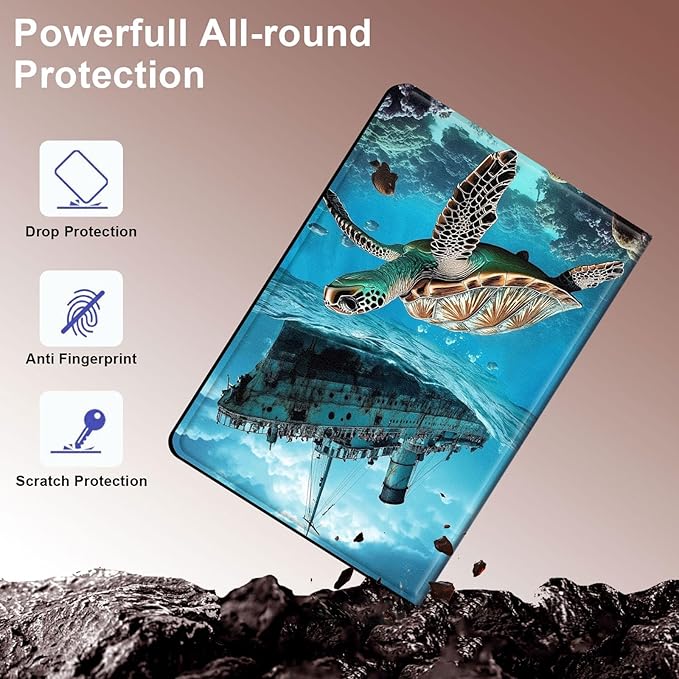 Case for Samsung Galaxy Tab S10 Ultra/Galaxy Tab S9/S8 Ultra 14.6-Inch, Slim PU Leather Stand Cover with Auto Wake/Sleep, Multi-Angle Viewing & Shockproof, Majestic Sea Turtle