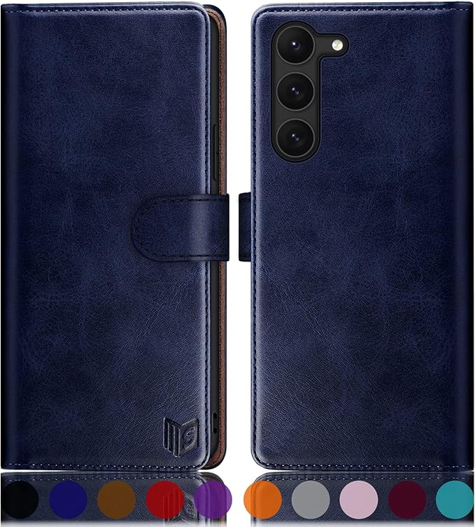 SUANPOT for Samsung Galaxy S23 5G Wallet case with RFID Blocking Credit Card Holder,Flip Book PU Leather Protective Cover Women Men for Samsung S23 Phone case Blue
