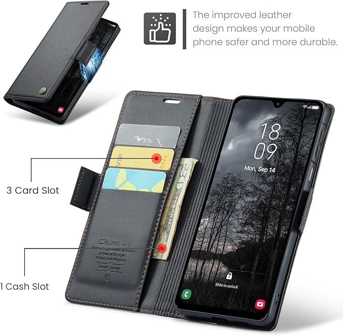 for Samsung Galaxy A26 5G Case, Premium PU Leather Wallet Case Flip Cover with [RFID Blocking][Card Holder][Stand Function] Shockproof Protective for Samsung Galaxy A26, Black