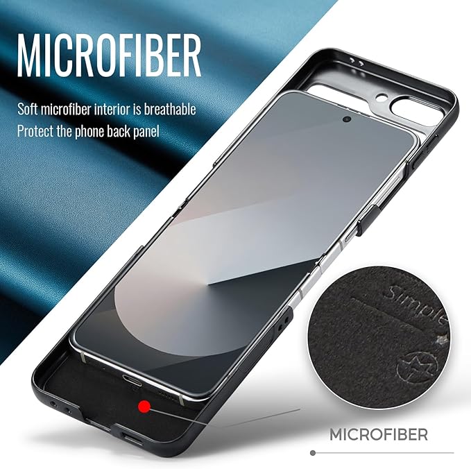 for Samsung Galaxy Z Flip 6 Case, Premium PU Leather Case Anti Scratch Slim Phone Shockproof Protective Phone Cover for Samsung Galaxy Z Flip6, Blue