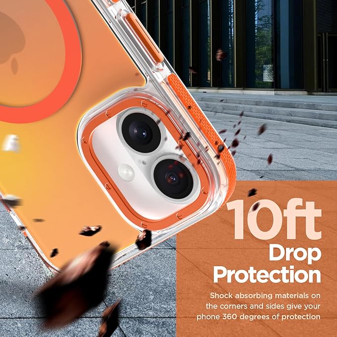 MOWIME Magnetic Case for iPhone 17 [Compatible with Magsafe] [Cute Fashion Fluorescent Design] [1 Screen Protector] Slim Translucent Matte Case for iPhone 17 6.3" 2025, Orange