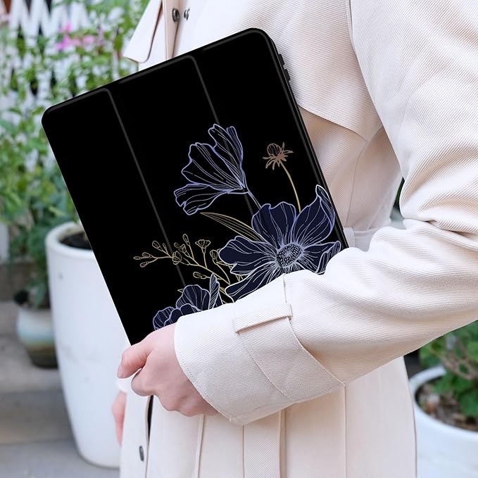 Case for Samsung Galaxy Tab S8 2022 & S7 2020, Shockproof Tablet Case for Samsung Tab S8/S7 11 inch with Auto Sleep/Wake & Trifold Stand & Soft TPU Back Cover, Floral Foliage