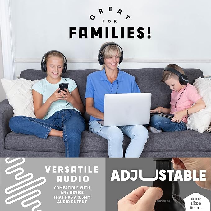 Classroom Headphones-Bulk 10-Pack, Student On Ear Comfy Swivel Earphones for Library, School, Airplane, Kids-for Online Learning and Travel, HQ Stereo Sound 3.5mm Jack (Black)