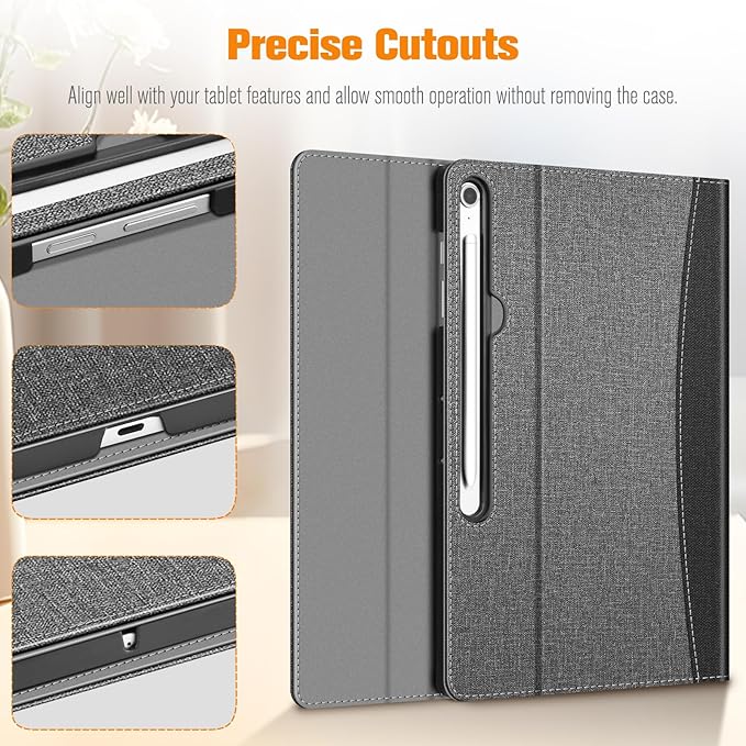 Fintie Case for Samsung Galaxy Tab S10 FE Plus 13.1 Inch 2025 Model (SM-X620/X626) with Built-in S Pen Holder, Multiple Angle Portfolio Business Cover with Pocket Auto Sleep/Wake, Gray