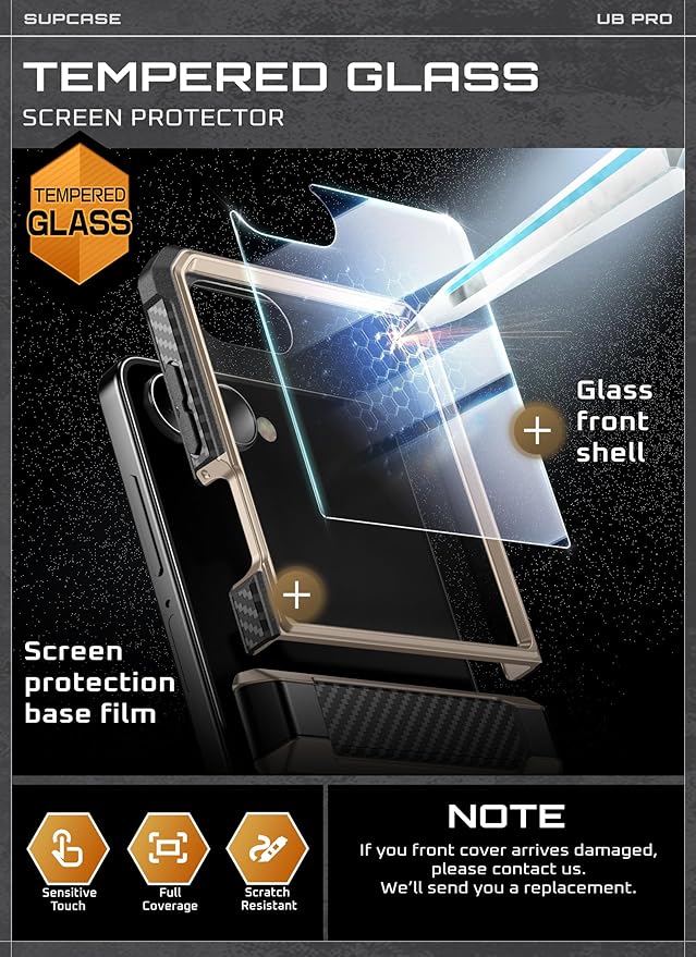 SUPCASE for Samsung Galaxy Z Flip 7 Case with Built-in Stand & Belt-Clip (Unicorn Beetle Pro), [Hinge Protection] [Front Tempered Glass Screen Protector] Full Body Military-Grade Phone Cover, Desert