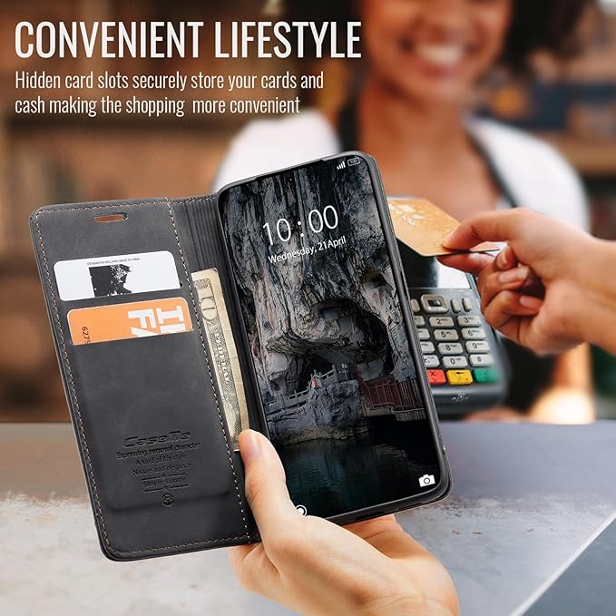 for Xiaomi 14T Case, Flip Wallet Leather Case with Card Holder Magnetic Closure Shockproof Kickstand Protective Phone Cases Cover for Xiaomi mi 14T, Black