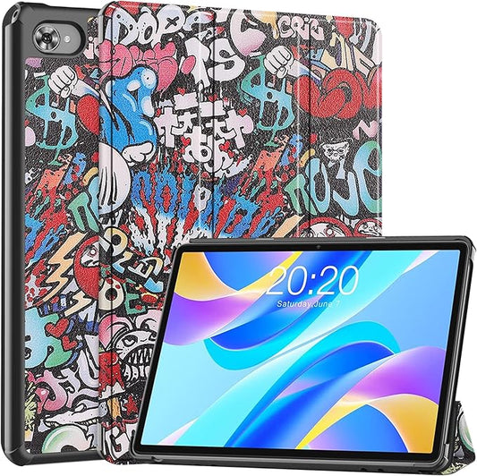Case for TECLAST M40 Plus 2022 /P30S 10.1 inch Tablet, Folding Folio Ultra-Thin PU Leather Stand Case Cover for Teclast M40 Plus / P40HD / P30S 2022 Released Graffiti