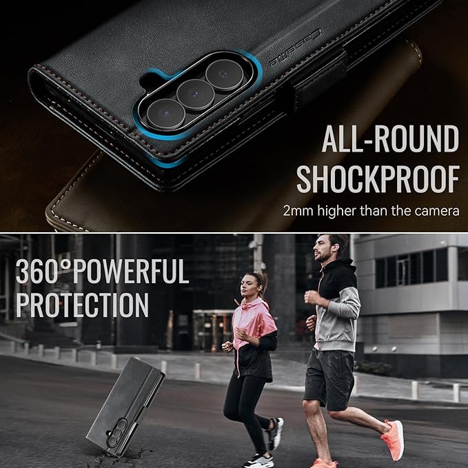 for Samsung Galaxy Z Fold 7 Case, Flip Wallet Leather Case with Card Holder Magnetic Closure Shockproof Kickstand Protective Phone Cases Cover for Galaxy Z Fold 7, Black