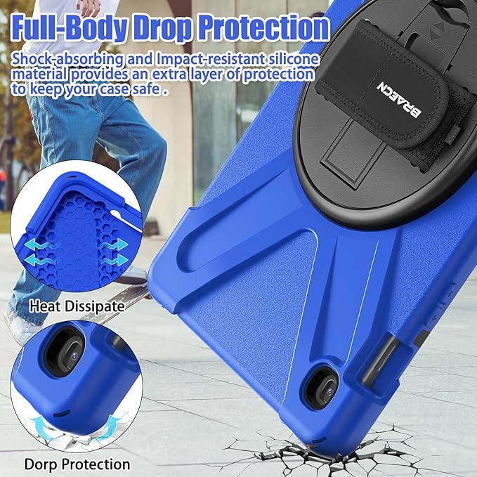BRAECNstock for Samsung Galaxy Tab S5e Case 10.5 inch 2019 (SM-T720/T725/T727) Shockproof Samsung Tab S5e Tablet Kids Case with Screen Protector 360° Rotating Stand & Hand Strap Pen Holder - Blue