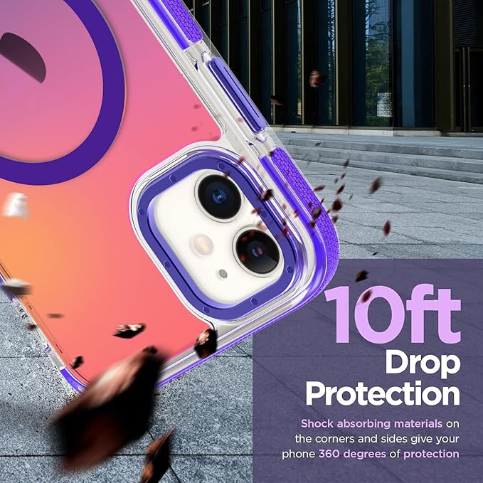 MOWIME Magnetic Case for iPhone 11 [Compatible with Magsafe] [Cute Fashion Fluorescent Design] [1 Screen Protector] Slim Translucent Matte Case for iPhone 11 6.1", Purple