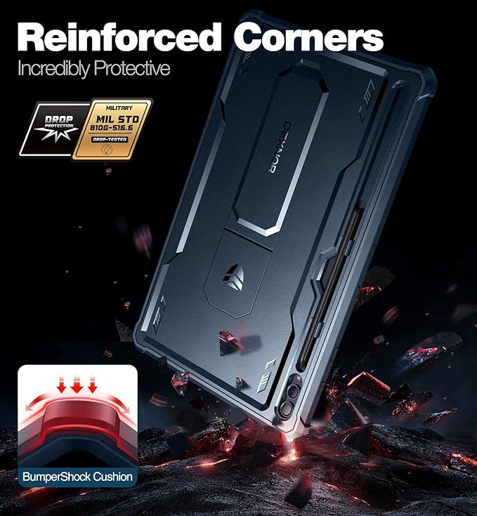 Dexnor Case for Samsung Galaxy Tab S10 Ultra (2024), S9 Ultra(2023), S8 Ultra(2022) 14.6 Inch, [Built in Screen Protector & Kickstand] with Pen Holder Heavy Duty Shockproof Protective Cover - Blue