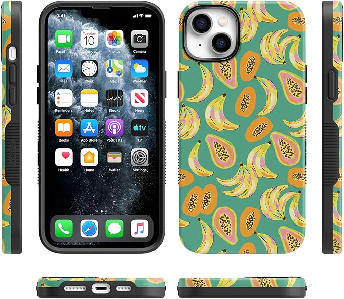 Casely iPhone 14 Case | Papaya Palms | Dippin' Daisy's Tropical Vacation | Compatible with MagSafe | Bold Protective Design