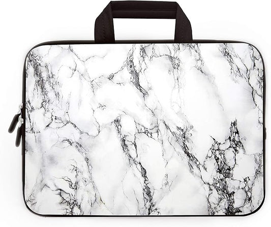 11" 11.6" 12" 12.1" 12.5" inch Laptop Carrying Bag Chromebook Case Notebook Ultrabook Bag Tablet Cover Neoprene Sleeve Fit Apple Macbook Air Samsung Google Acer HP DELL Lenovo Asus (White Marble)