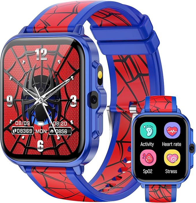 Smart Watch for Kids, 1.85" Fitness Tracker,Learning games,Sports,Sleep Monitor,Camera,Videos,Alarm Play Music Flashlight Pedometer Stopwatch Pedometer IP68 Waterproof Toys Gift for Boys and Girls