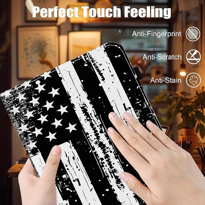 Case for Samsung Galaxy Tab S9 FE 5G 10.9 Inch/Galaxy Tab S9 11 Inch 2023,Card Slot PU Leather TPU Case Pen Holder Auto Wake Sleep,Vintage American Flag
