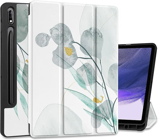 Case for Samsung Galaxy Tab S8 2022 & S7 2020, Shockproof Tablet Case for Samsung Tab S8/S7 11 inch with Auto Sleep/Wake & Trifold Stand & Soft TPU Back Cover, Botanical Leaves