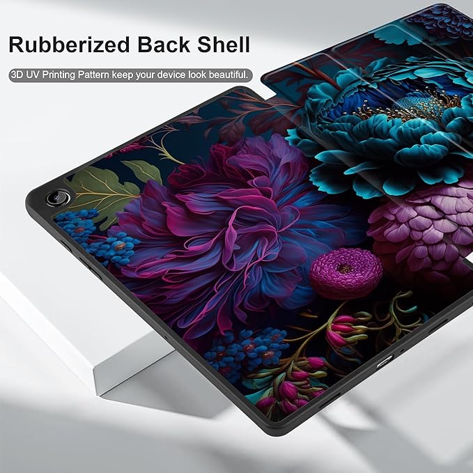 MEEgoodo Case for Samsung Galaxy Tab A9 Plus 11 inch Cover 2024 2023 with S Pen Holder, A9+ Smart Tablet Cases with Trifold Stand+Soft TPU Back Shell+Smart Auto Wake/Sleep, Beautiful Fantasy Flower