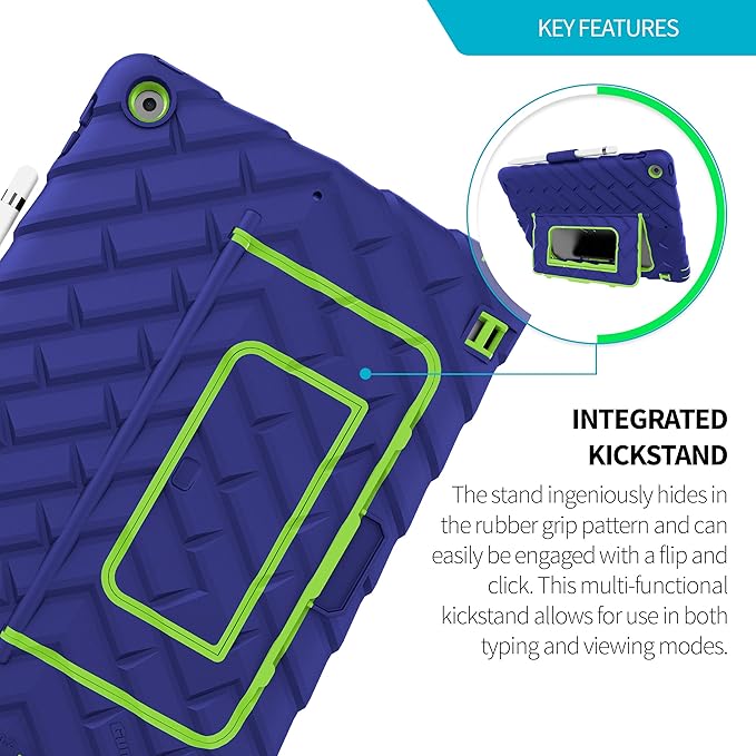 Gumdrop HideAway Case Fits Apple iPad 9th | 8th | 7th Gen (10.2-inch) Designed for K-12 Students Teachers and Classrooms–Drop Tested Rugged Shockproof Bumpers for Reliable Device Protection–Blue/Green