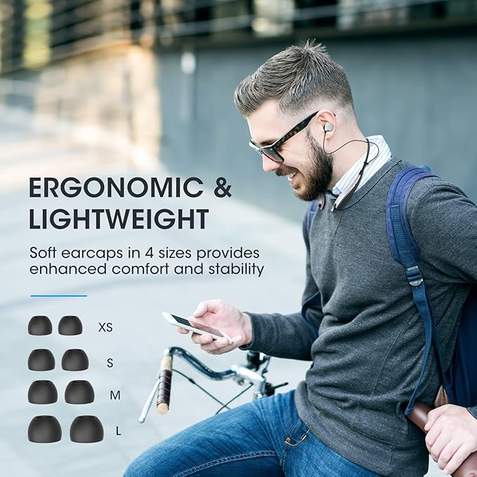 Neckband Bluetooth Headphones, Around The Neck Headphones 24H+ Playtime, Bluetooth Headsets with Call Vibration, Shark Jaw Design Wireless Earbuds+Noise Isolation/Mic/IPX7 Waterproof, Silver