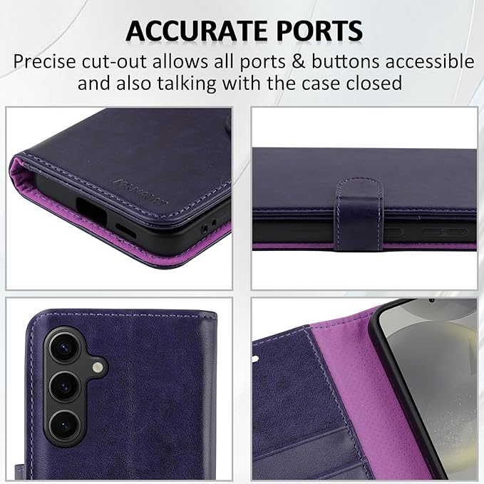 MONASAY Wallet Case Fit for Samsung Galaxy S24+ Plus 5G, [Lens & Glass Screen Protector Included] [RFID Blocking] Flip Folio Leather Cell Phone Cover with Credit Card Holder，6.7 inch, Purple