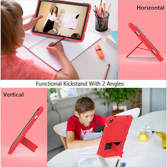 Rantice Case for Samsung Galaxy Tab A9+ 11”, Heavy Duty Shockproof Rugged Protective Case with Kickstand for Samsung Galaxy Tab A9+ / A9 Plus 11” 2023 (SM-X210/X216/X218), Red+Black