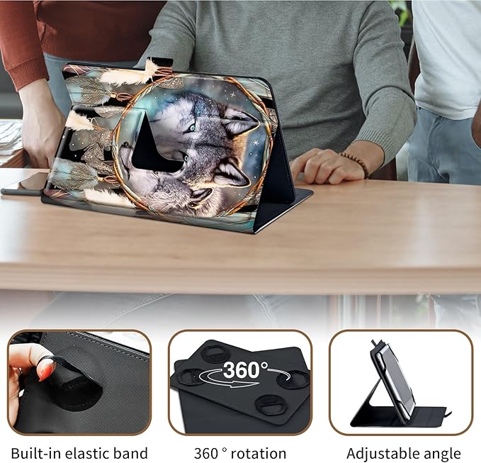 Case for Lenovo Tab P11 Pro Gen 2 11.2" 2022,Mxfdegf 360 Degree Rotating Stand and Magnetic Closure Case for 11.2 inch Lenovo Tab P11 Pro 2nd Generation,Dream Catcher Wolf