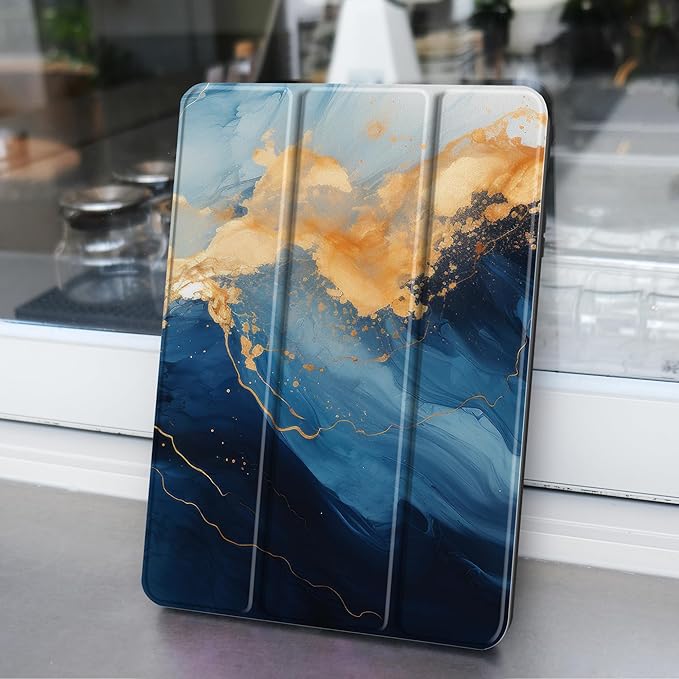 Case for Samsung Galaxy Tab S8 2022 & S7 2020, Shockproof Tablet Case for Samsung Tab S8/S7 11 inch with Auto Sleep/Wake & Trifold Stand & Soft TPU Back Cover, Blue Marble