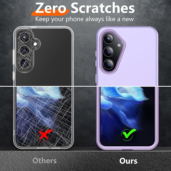 Red2Fire for Samsung Galaxy S24 Case, [Military Grade Drop Protection] Non-Slip Heavy Duty Full Body Shockproof Protection Phone Case for S24 Case 6.2 inch,Light Purple