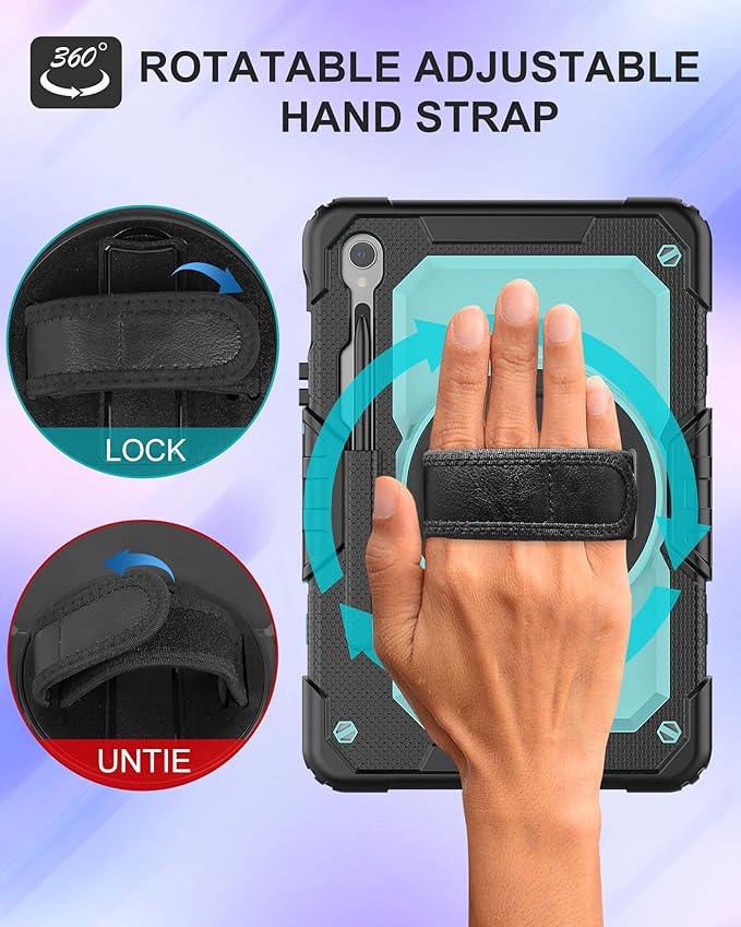 Case for Samsung Galaxy Tab S10 Lite/ S10 FE / S9 FE 10.9 Inch / S9 11'' 5G Protective with Screen Protector/Pen Holder/Hand Strap, Heavy Duty Shockproof Tablet Cover for S10 Lite, SkyBlue