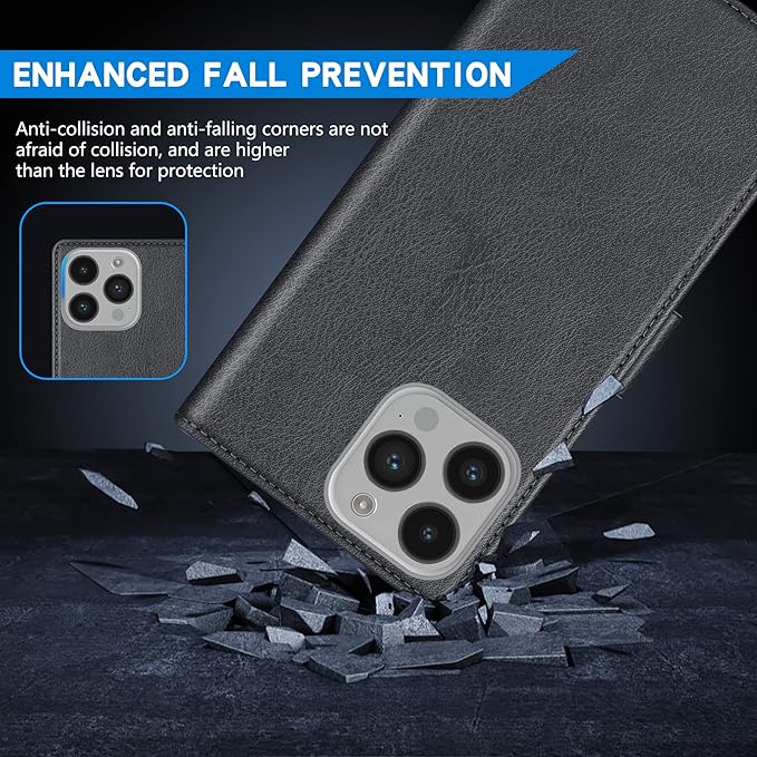 ZZXX for iPhone 14 Pro Wallet Case with [RFID Blocking] Card Slot Kickstand Magnetic Closure Leather Flip Fold Protective Phone Case for iPhone 14 Pro Case Wallet(Grey-6.1 inch)