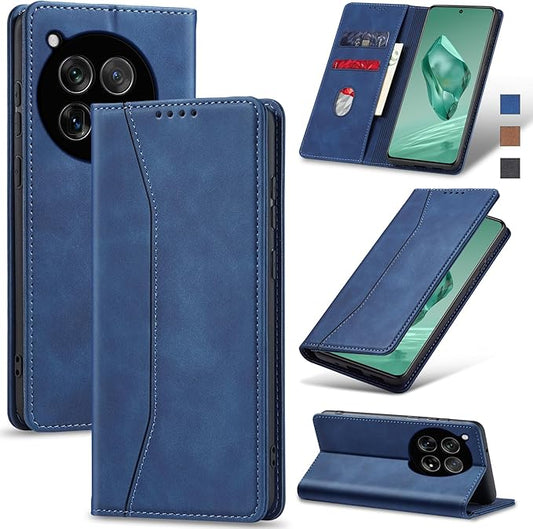 Jasonyu Flip Wallet Case for OnePlus 12,Leather Magnetic Folio Cover with Card Holder,Kickstand - TPU Shockproof Durable Protective Phone Case,Blue