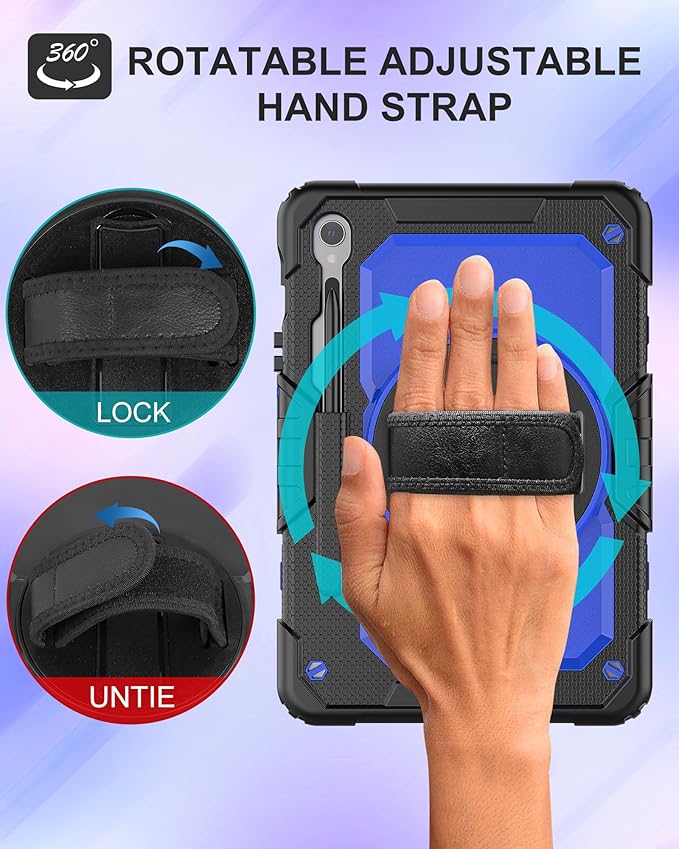 Case for Samsung Galaxy Tab S10 Lite/ S10 FE / S9 FE 10.9 Inch / S9 11'' 5G Protective with Screen Protector/Pen Holder/Hand Strap, Heavy Duty Shockproof Tablet Cover for S10 Lite, Blue