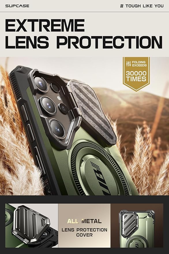 SUPCASE for Samsung Galaxy S24 Ultra Case with Stand [Built-in Camera Cover Kickstand] [S Pen Friendly] [Compatible with MagSafe] Heavy Duty Rugged Magnetic Phone Case for Galaxy S24 Ultra, Guldan