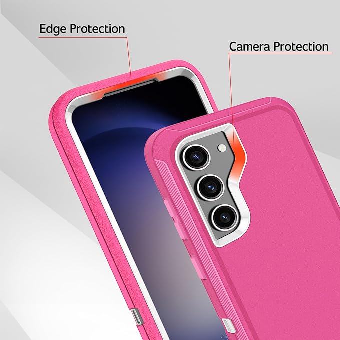 for Samsung Galaxy S23+ Plus Case with [2 Pack] HD Screen Protector, [Military-Grade] Shockproof Dust/Drop Proof 3-Layer Full Body Protection Heavy Duty Case for Galaxy S23 Plus, Pink