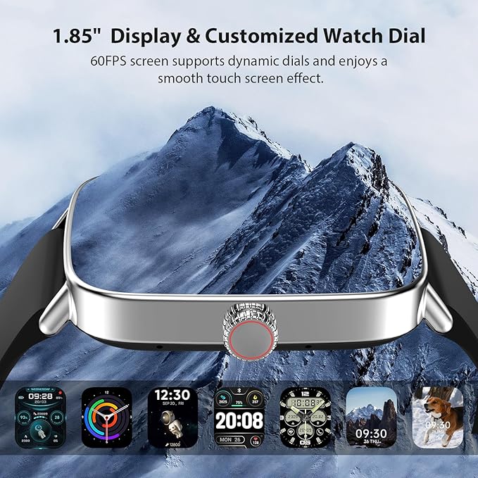 Smart Watch for Women Men, 2025 New Smartwatch (Answer/Make Call) for iPhone/Android, 1.85" HD 60+FPS Screen Fitness Tracker with 110+ Sport Modes, Sleep/Health Monitor, IP68 Waterproof, with 2 Bands