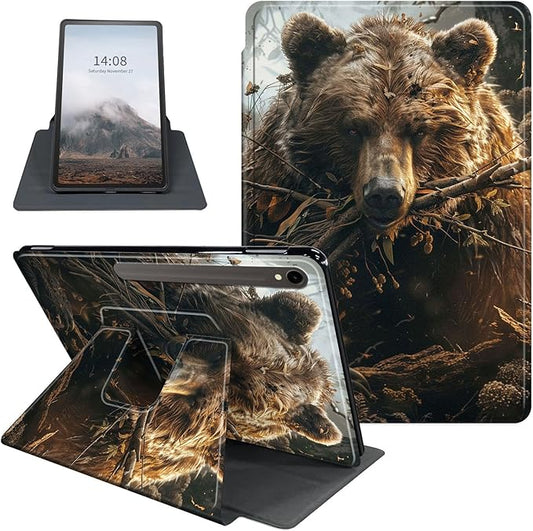Case for Samsung Galaxy Tab S10 FE / S9 FE 5G 10.9 inch & Tab S9 11 inch, PU Leather 360° Rotating Stand Cover, Auto Sleep/Wake, Folio Smart Protective Cover, Brown Bear