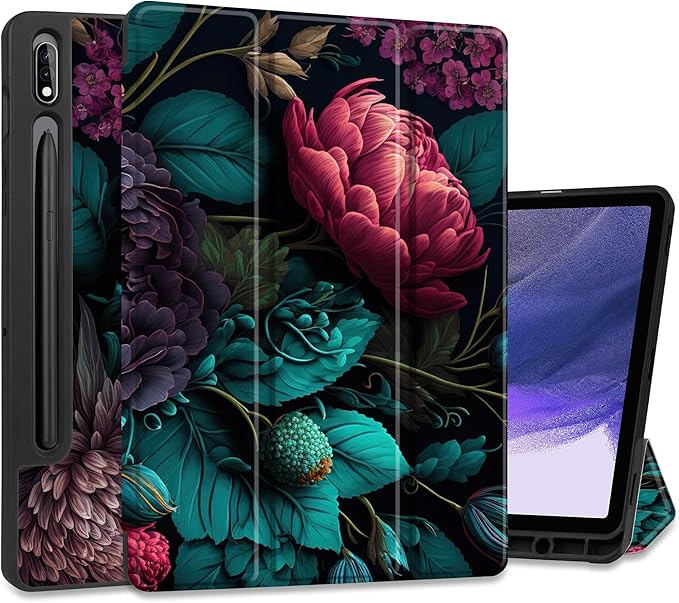 Case for Samsung Galaxy Tab S8 2022 & S7 2020, Shockproof Tablet Case for Samsung Tab S8/S7 11 inch with Auto Sleep/Wake & Trifold Stand & Soft TPU Back Cover, Vibrant Flower