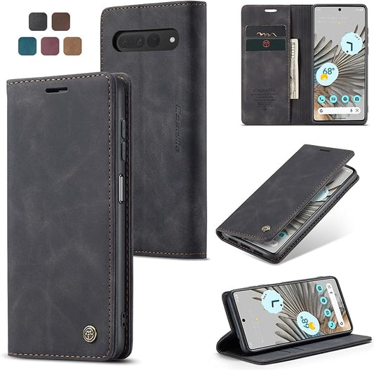 for Google Pixel 7 Pro Case, Flip Wallet Leather Case with Card Holder Magnetic Closure Shockproof Kickstand Protective Phone Cases Cover for Google Pixel 7 Pro,Black