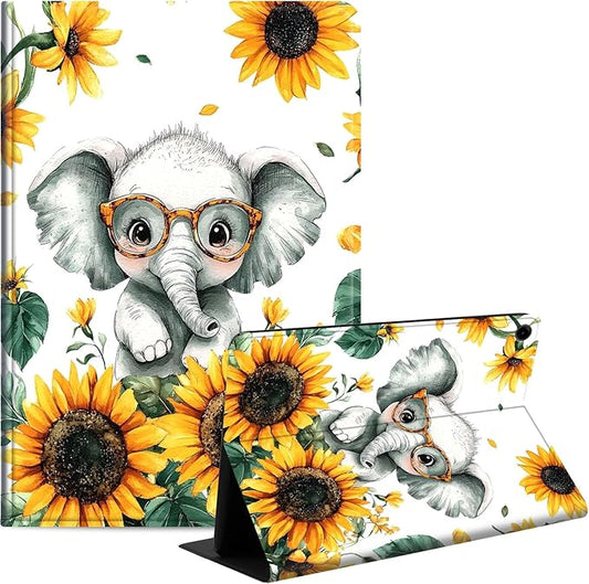 Case for Samsung Galaxy Tab A9+/A9 Plus 11” 2023 Model (SM-X210/X216/X218), Slim PU Leather Stand Cover with Auto Wake/Sleep, Multi-Angle Viewing & Shockproof, Cute Baby Elephant