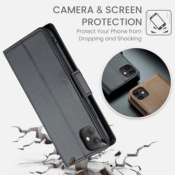 for iPhone 11 Case, Premium PU Leather Wallet Case Flip Cover with [RFID Blocking][Card Holder][Stand Function] Shockproof Protective for iPhone 11, Black