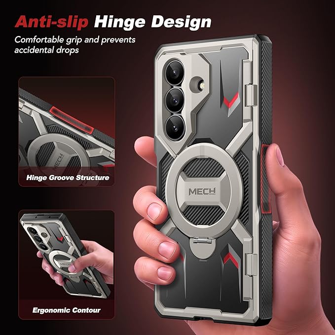 TONGATE 360° Spin Magnetic Stand for Z Fold 7 Case with Privacy Screen Protector, [Compatible with Magsafe] [Anti Spy] [360° Ring Holder] Full-Body Shockproof Case for Samsung Galaxy Z Fold 7, Tigray