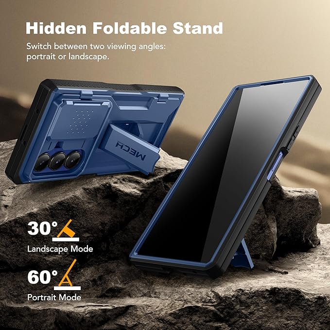 TONGATE for Z Fold 7 Case with Privacy Screen Protector, [Built-in Slide Camera Cover & Stand] [Anti Spy] Military Grade Drop Phone Case for Samsung Galaxy Z Fold 7 with Belt Clip, Blue Privacy
