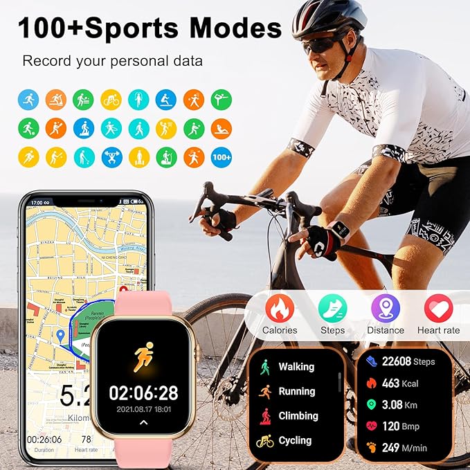 Smart Watch for Men Women Fitness: Waterproof Make/Answer Call Smart Watches for Men Digital Mens watches Step Tracker Smartwatch Android Phones iPhone Samsung Compatible Heart Rate Monitor Pink