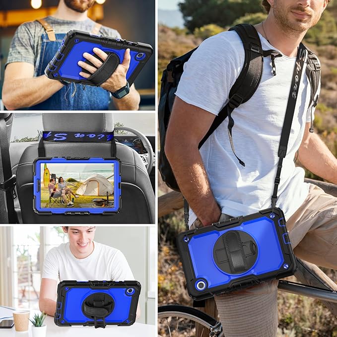 HXCASEAC Case for Samsung Galaxy Tab A9 8.7 Inch, Protective with Screen Protector/Hand Strap/Pen Holder, Sturdy Shockproof for Samsung A9 Tablet Case SM-X110 SM-X115 SM-X117 - Blue