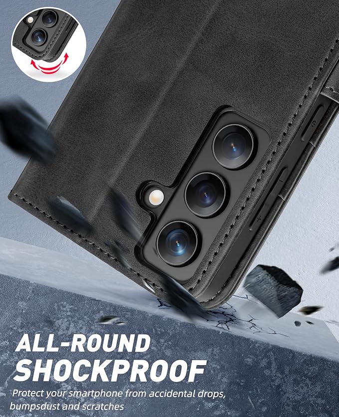 OCASE Compatible with Galaxy S24 5G Wallet Case, PU Leather Flip Folio Case with Card Holders RFID Blocking Kickstand [Shockproof TPU Inner Shell] Phone Cover (2024), Graphite