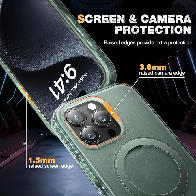 Diaclara Designed for iPhone 15 Pro Case, [with Privacy Screen Protector] [Anti Spy] [Military Grade Drop Protection] Heavy Duty Full-Body Shockproof Phone Case,Clear with Stand