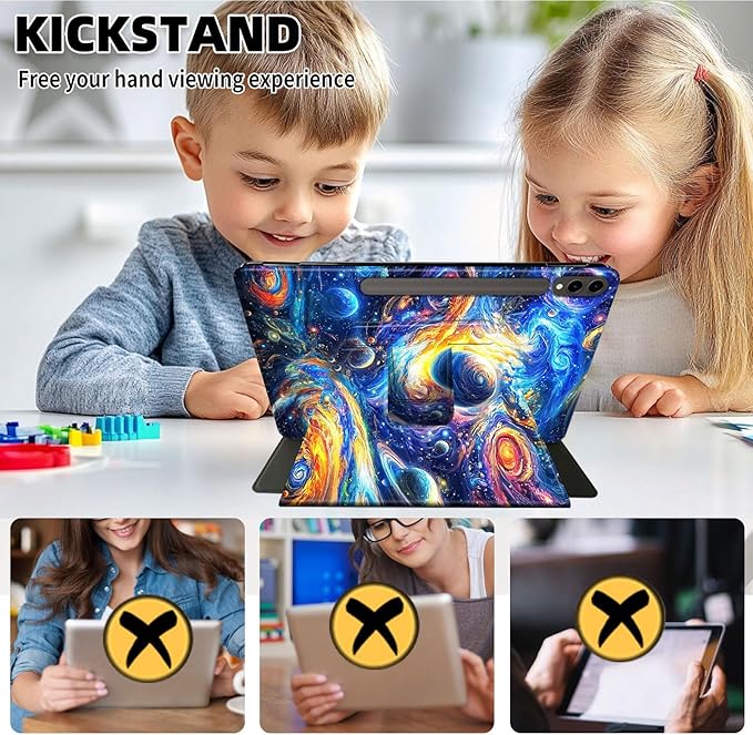 Case for 12.4 inch Galaxy Tab S10 Plus Case (2024), Galaxy Tab S9 Plus Case (2023), 360 Degree Rotating Folio Stand Smart PU Leather Cover, Auto Sleep/Wake, Vibrant Tiger