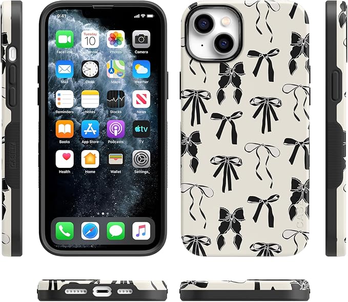 Casely iPhone 14 Case | Goth Girlie | Black Bows Coquette | Compatible with MagSafe | Bold Protective Design