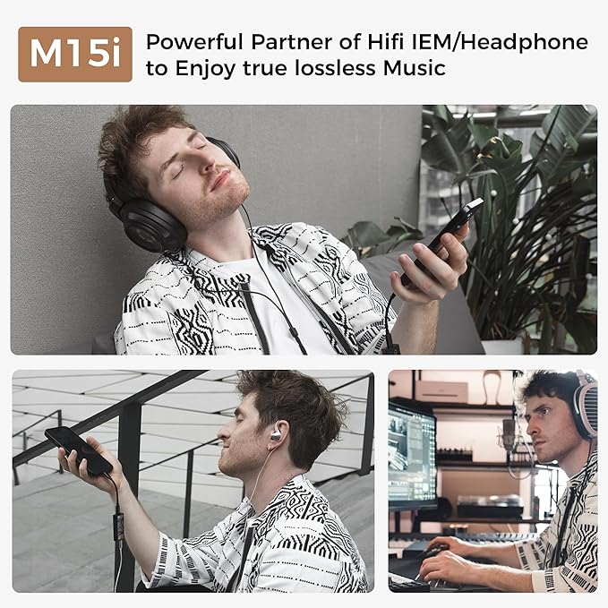 M15i Headphone Amplifier [MFi Certified] Portable USB C DAC Amps with 4.4mm and 3.5mm Dual Outputs Supports PCM 768kHz/DSD512 High Resolution Lossless for Smartphones/PC/Laptops