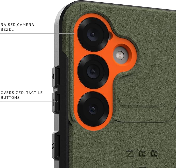 URBAN ARMOR GEAR UAG Designed for Samsung Galaxy S25 Case 6.2" Civilian - Compatible with Magnetic Charging Anti-Slip Rugged Military Drop Tested Protective Cover, Olive Drab/Orange